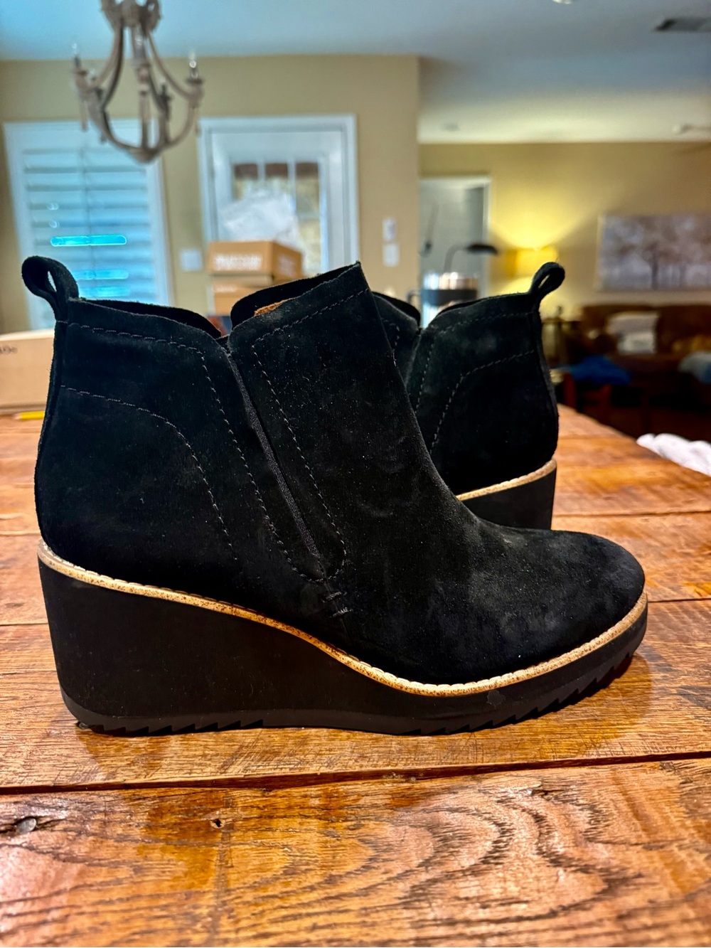Sofft Emeline Waterproof Wedge Bootie Black Wedge Ankle Boots Like New